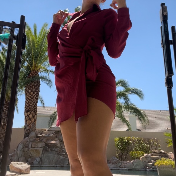 Happy Hour Mini Dress - Burgundy - Picture 2 of 11